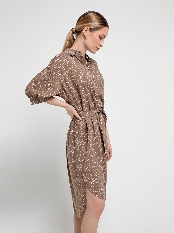 Платье-рубашка в мелкий горошек