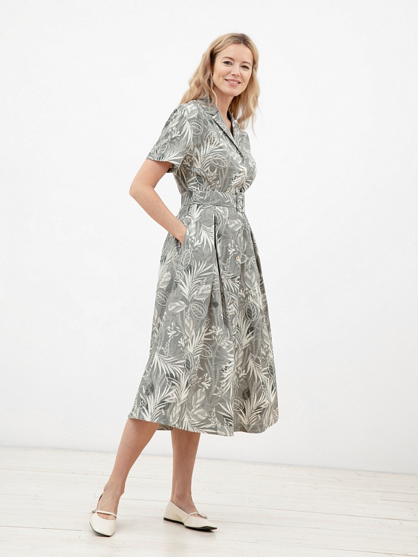Платье хлопковое с растительным принтом