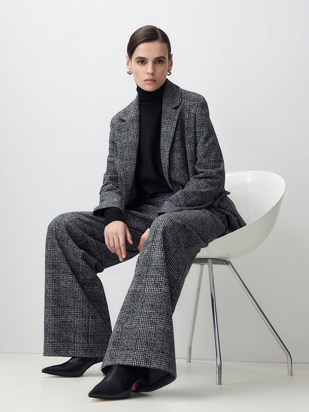 Жакет из мягкого трикотажа в принте "гусиная лапка"