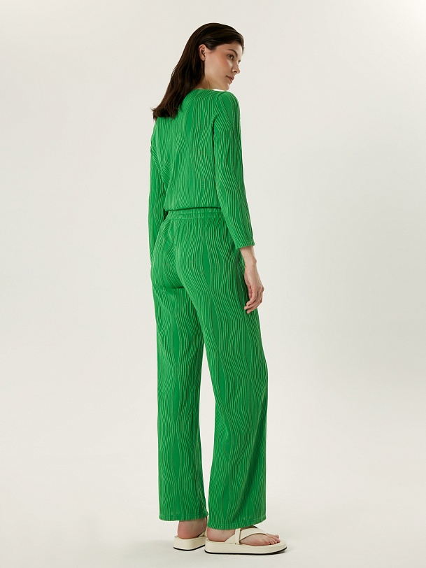 Широкие трикотажные брюки из фактурного тенселя