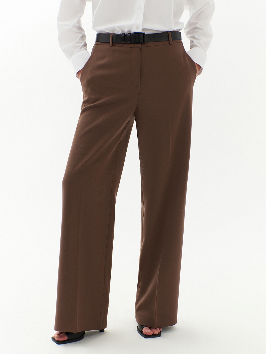Прямые широкие брюки из костюмной ткани