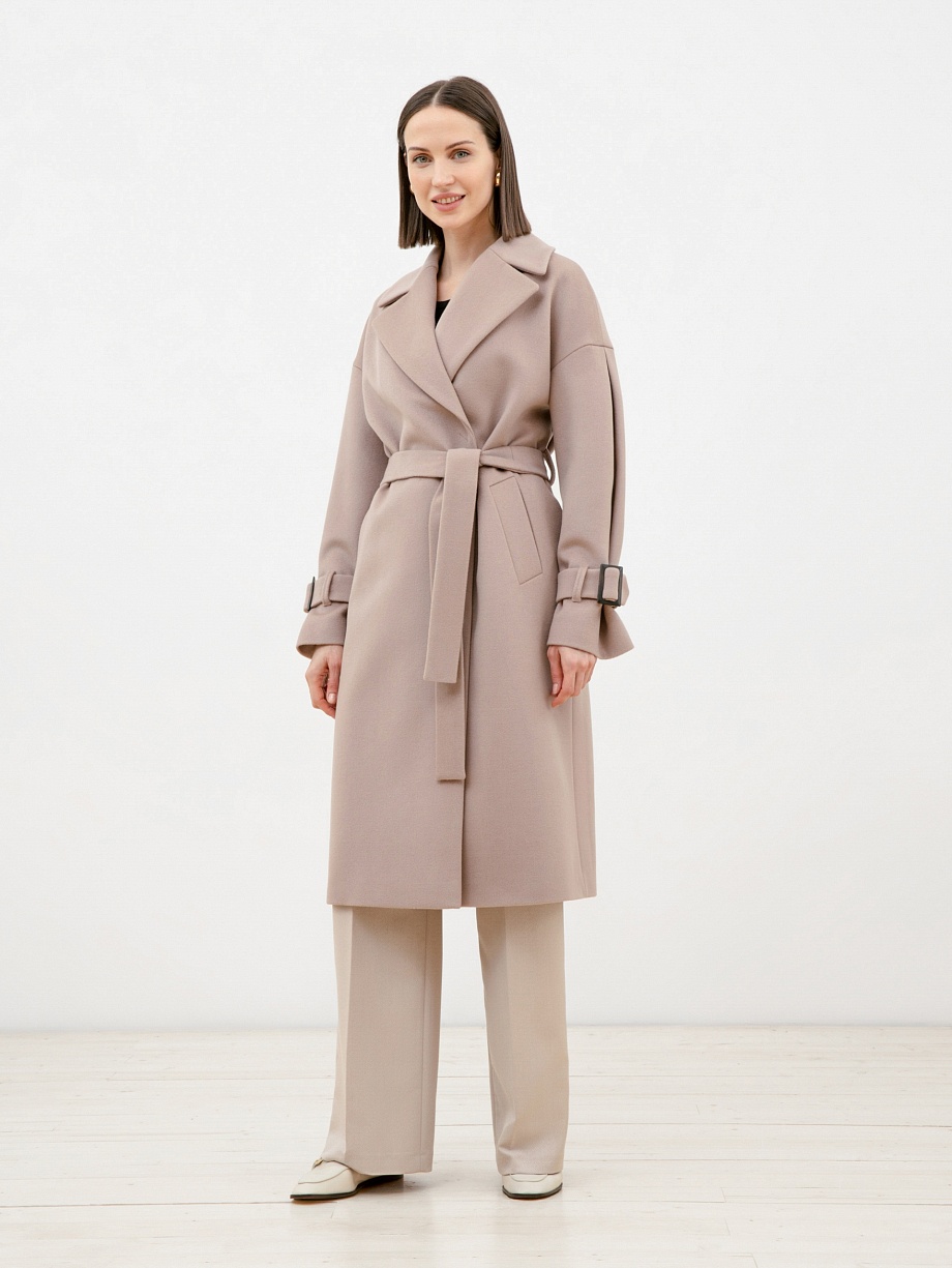 Шерстяное пальто приталенное с мембраной