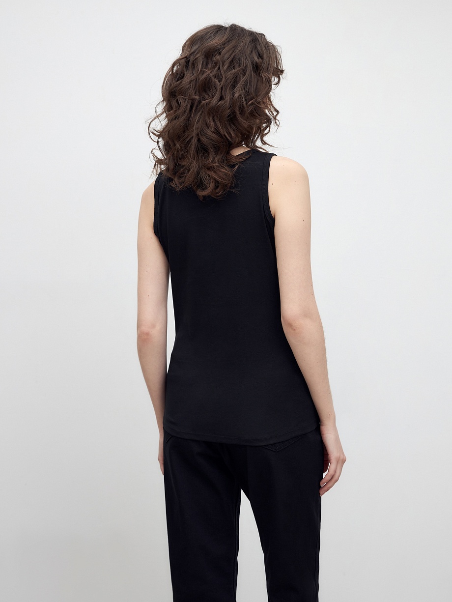 Майка из мерсеризированного хлопка со стразами