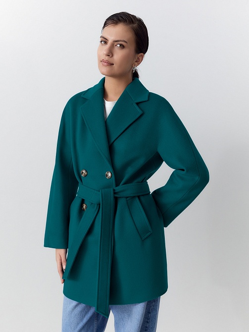 Укороченное пальто из шерсти с мембраной