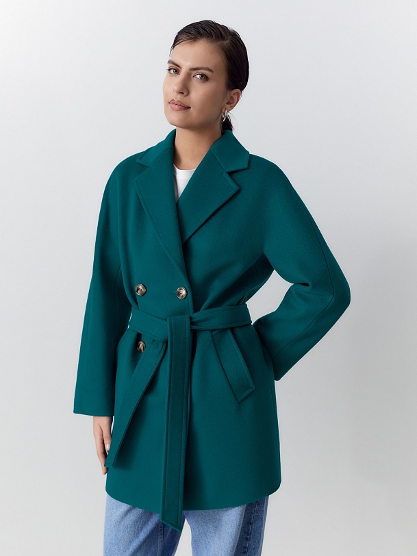 Укороченное пальто из шерсти с мембраной