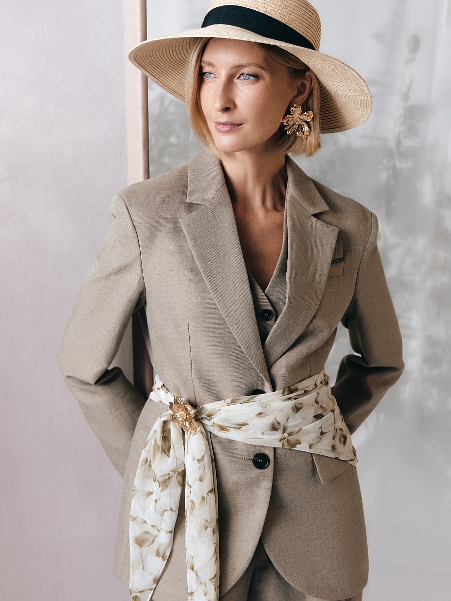 Жакет класический из хлопка и льна