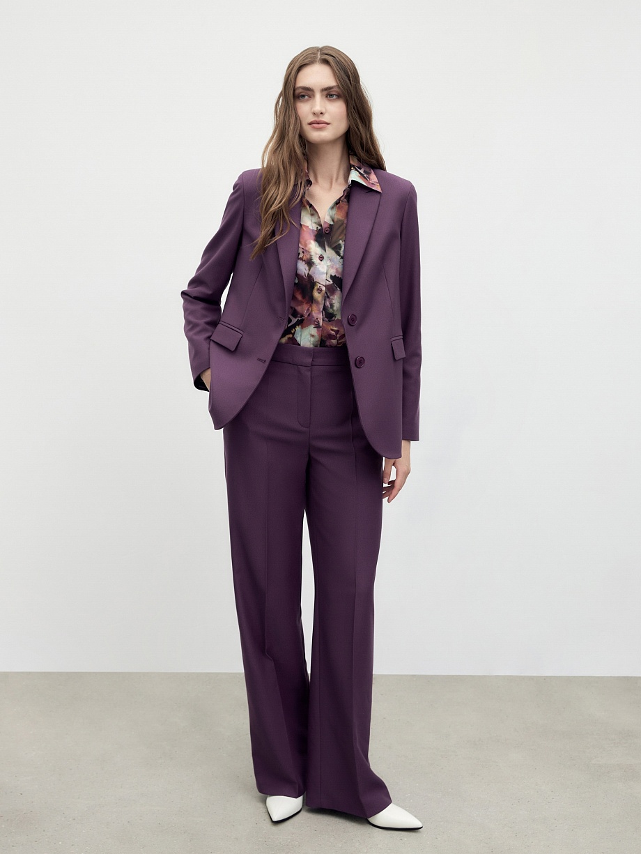 Прямой однобортный удлиненный жакет 