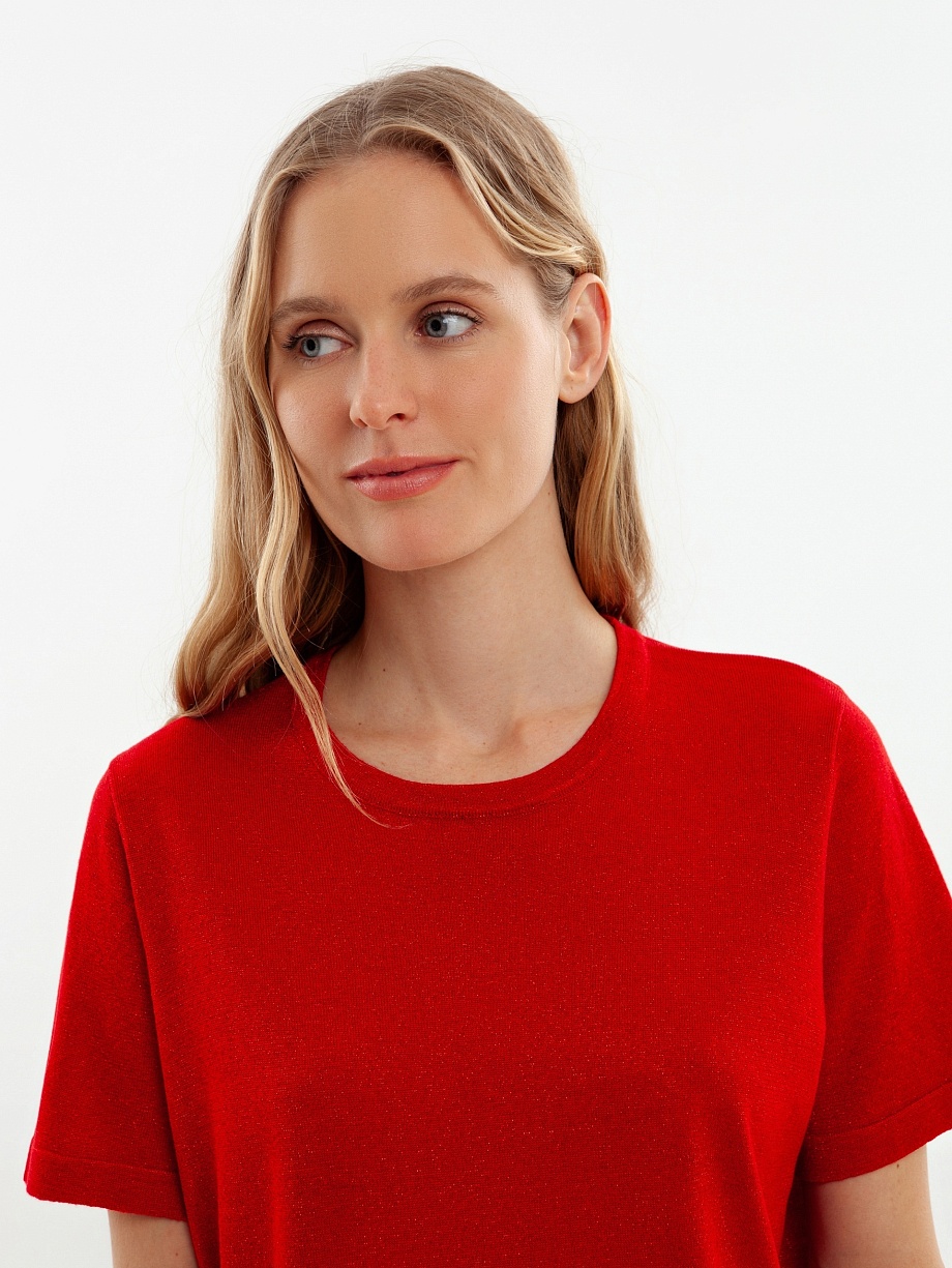 Трикотажный джемпер с коротким рукавом