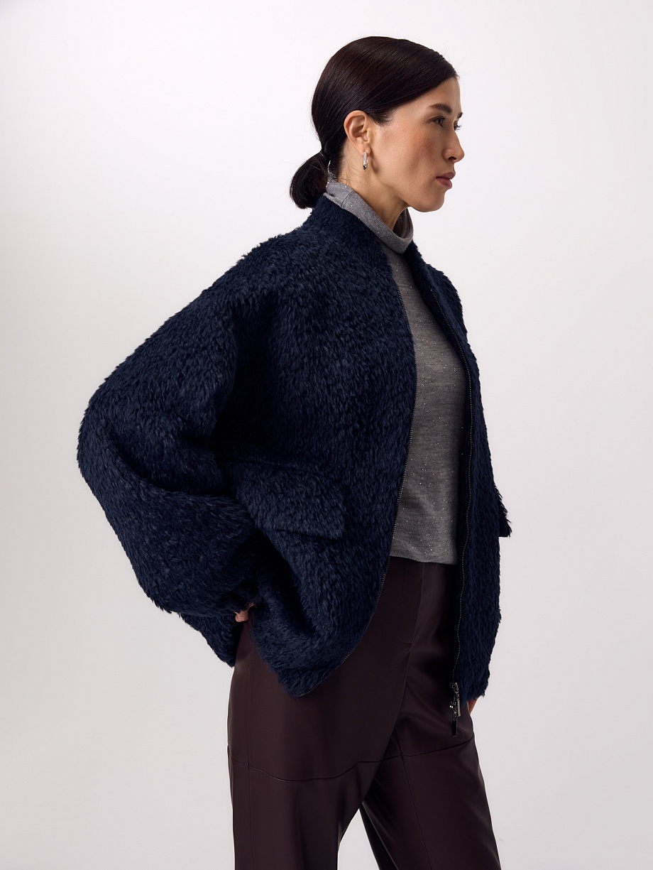 Куртка-Бомбер из премиальной шерсти Альпака Беби Сури