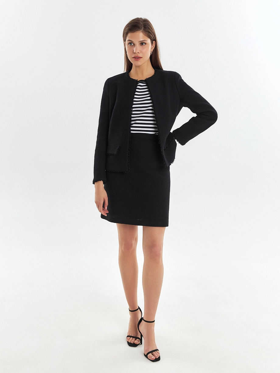 Мини-юбка из буклированной хлопковой ткани