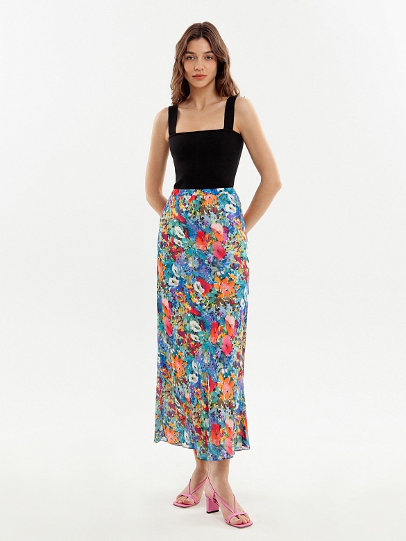 Летняя юбка макси в цветочном принте POMPA арт.3121560bf0490