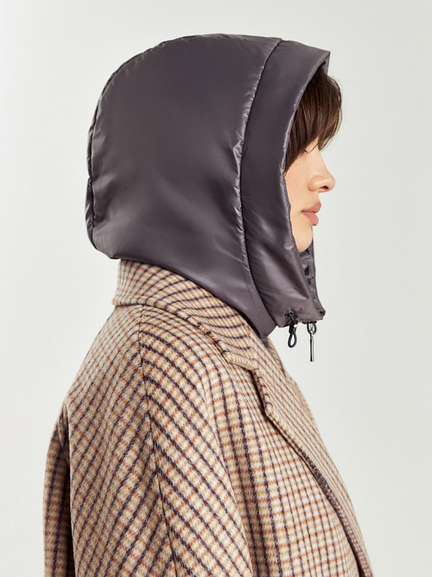 Шерстяное пальто с мембраной и съёмным капюшоном