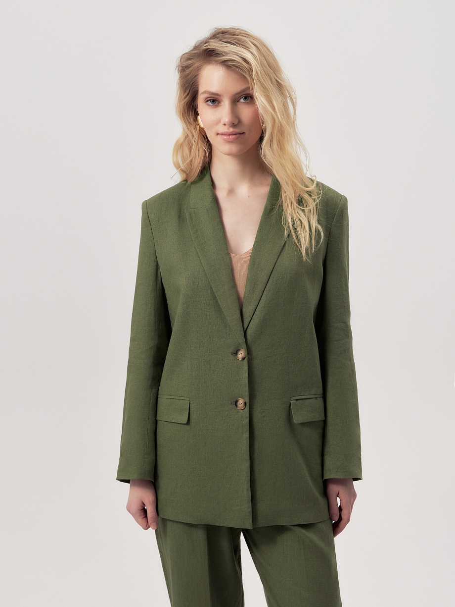 Прямой жакет из смесового льна