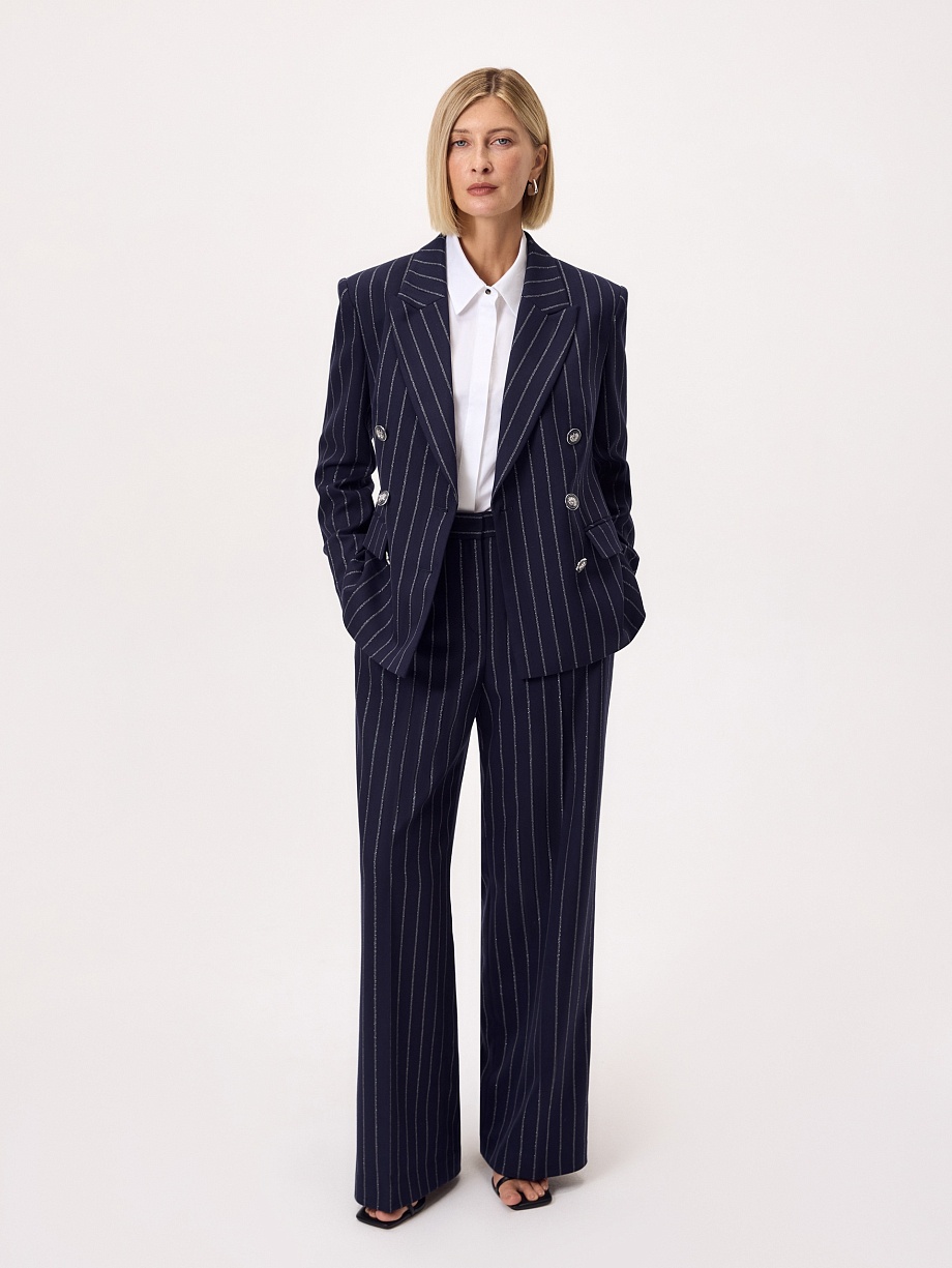 Жакет из костюмной ткани с полосками люрекса