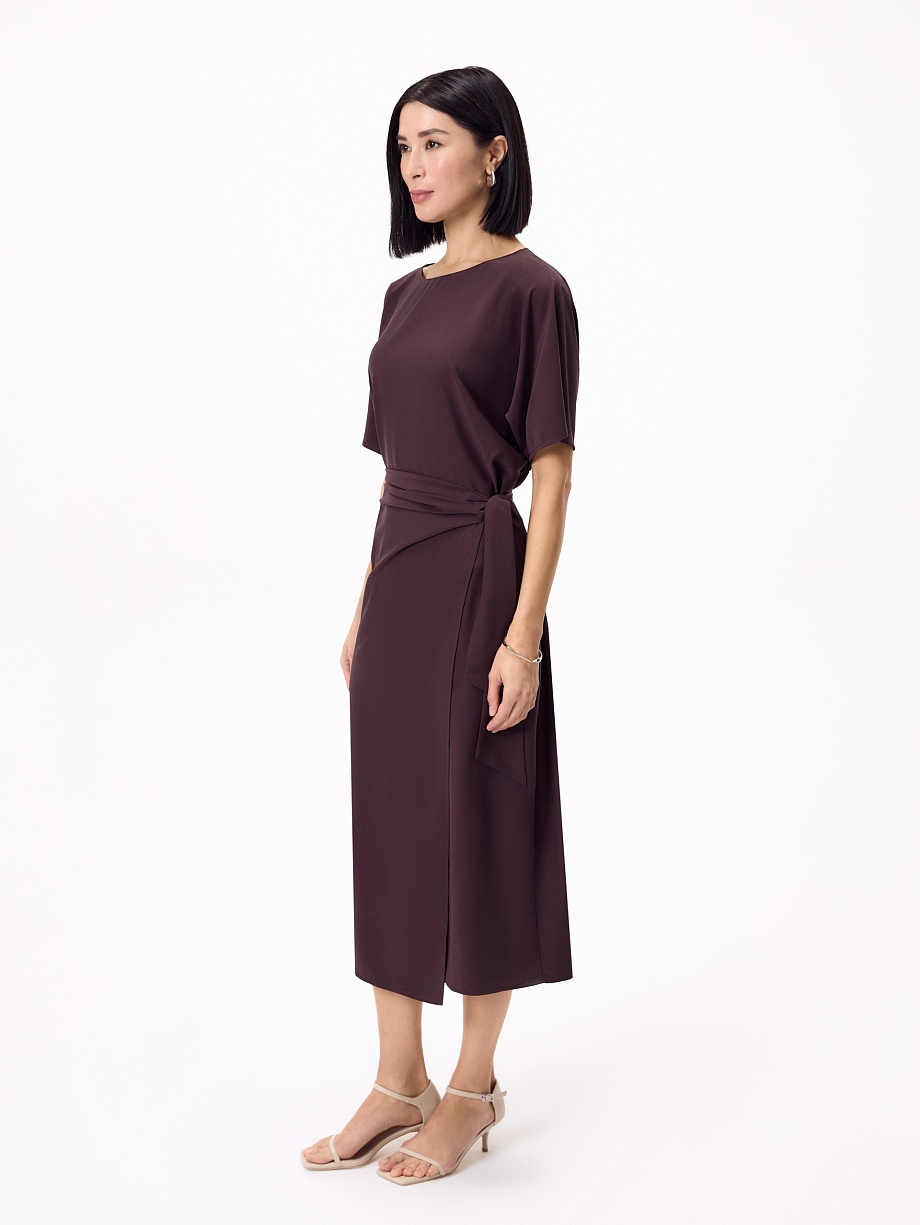 Платье миди из жатого матового атласа