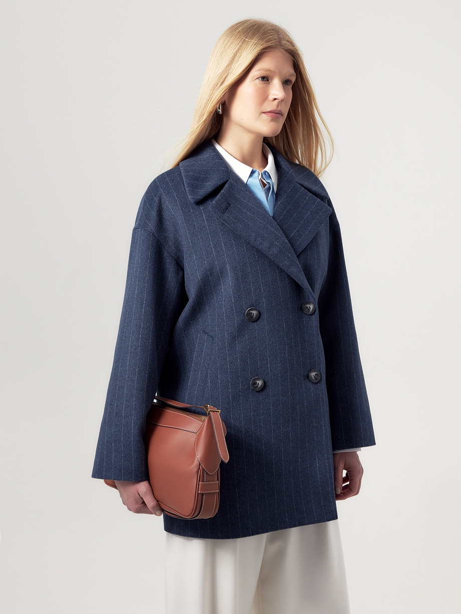 Двубортное полупальто из шерсти с мембраной