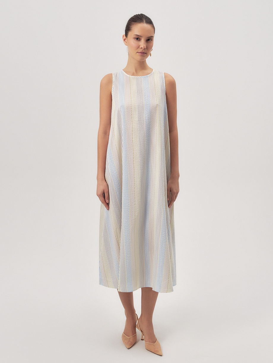 Летнее платье миди в полоску