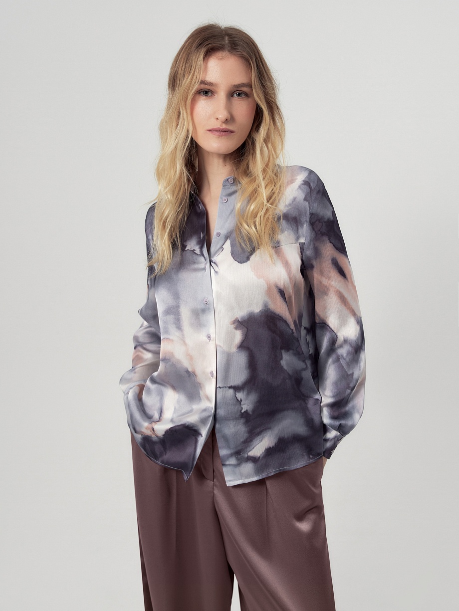 Прямая блуза из атласной ткани