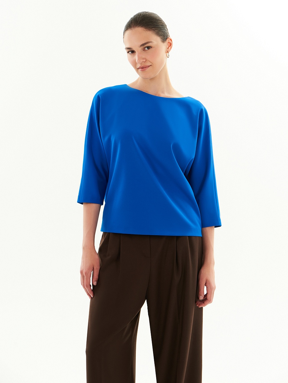 Блуза прямого силуэта с рукавом кимоно