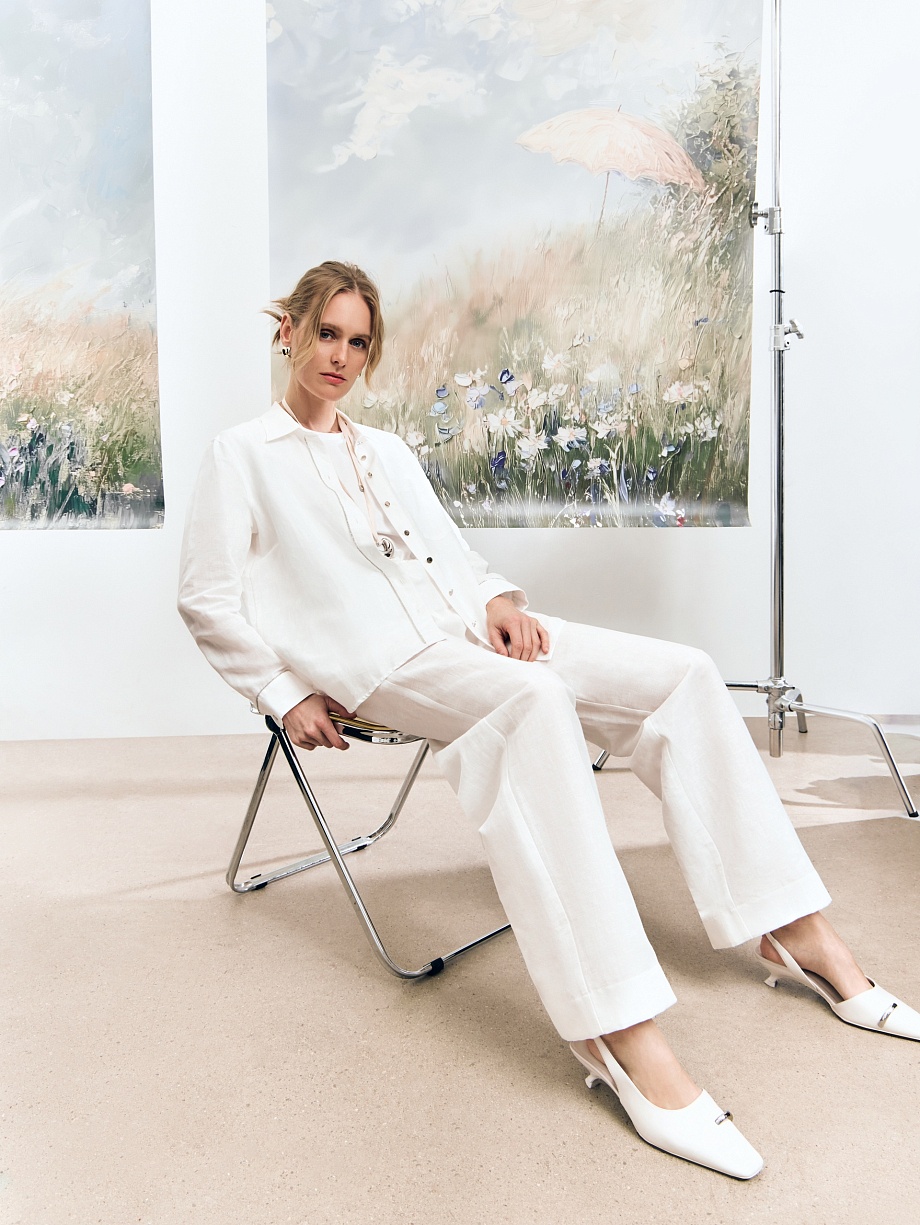 Широкие брюки из хлопка и льна