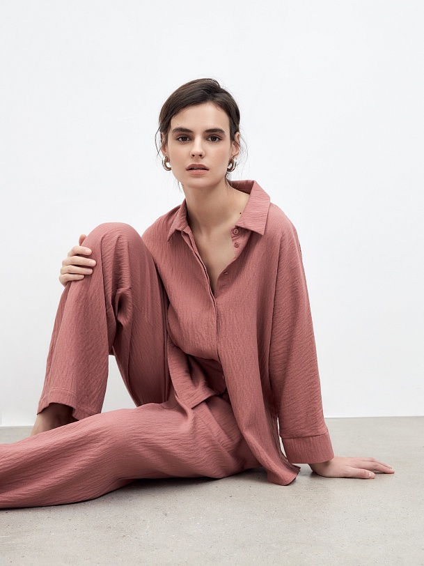 Свободные летние брюки на завязках из вискозы