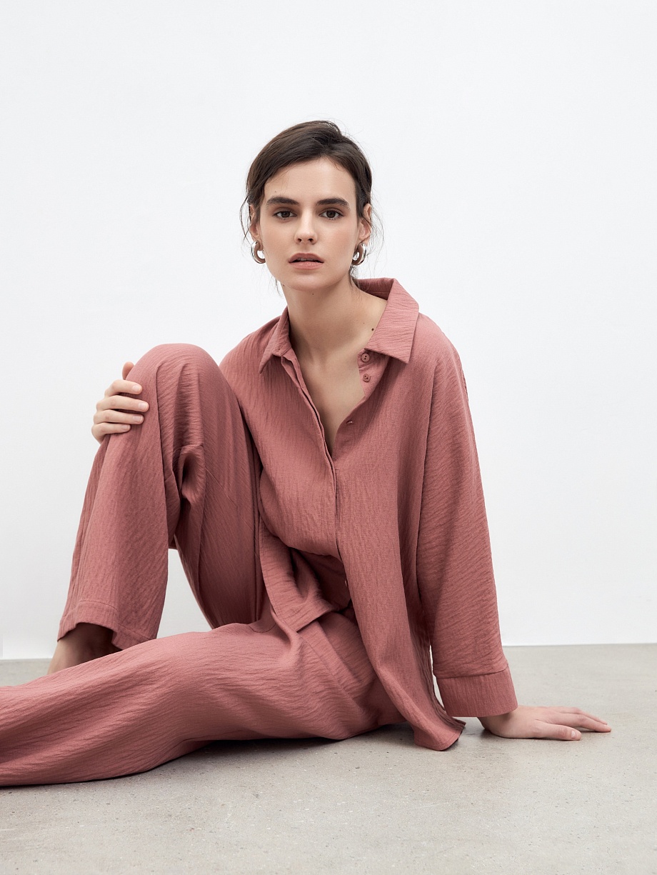 Свободные летние брюки на завязках из вискозы