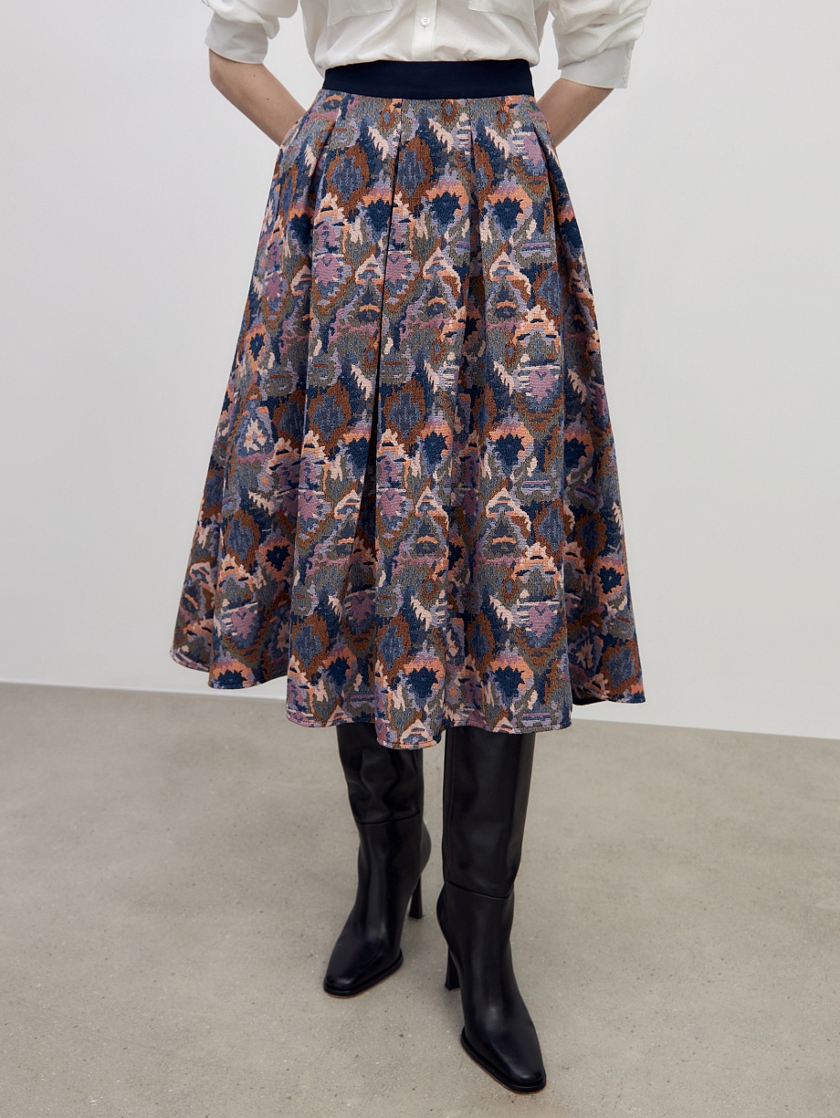 Юбка миди из яркой жаккардовой ткани