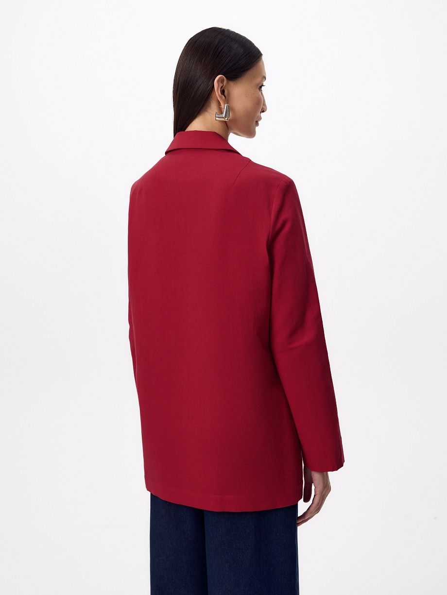 Жакет из хлопка и льна с поясом