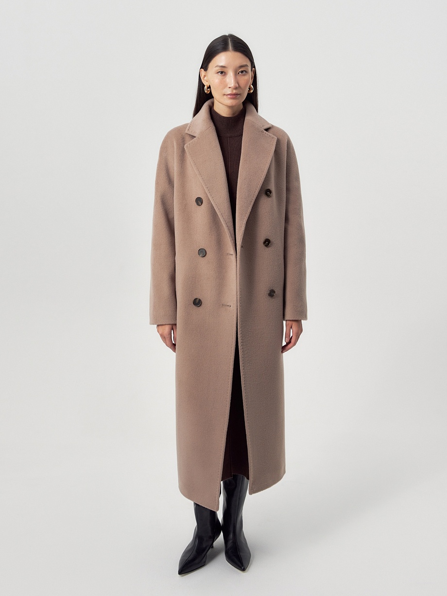 Пальто из шерсти и шелка с мембраной и утеплённой спинкой