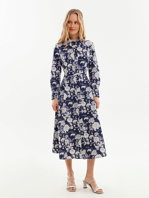 Приталенное платье миди из хлопка