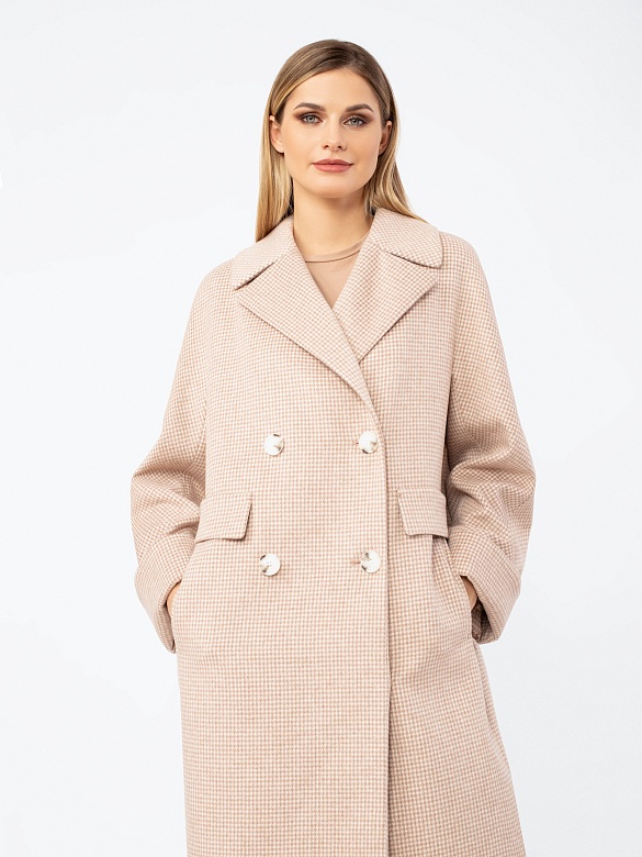 Двубортное пальто в принте пье-де-пуль POMPA арт.3012481p00090