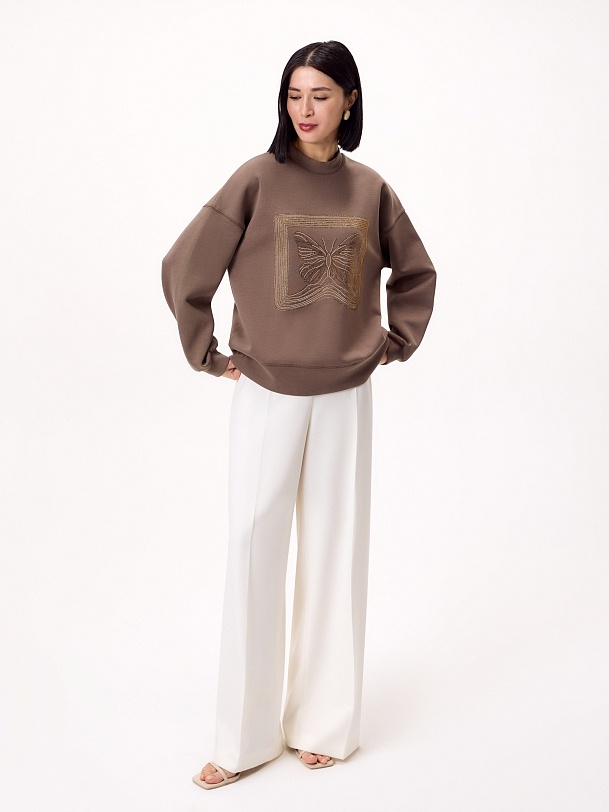 Хлопковый свитшот с аппликацией из страз