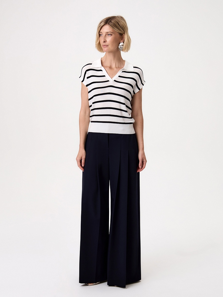 Джемпер-поло из вискозы и шелка