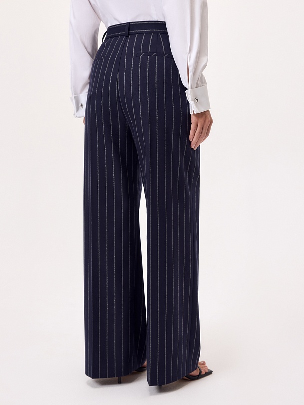 Брюки из костюмной ткани с полосками люрекса