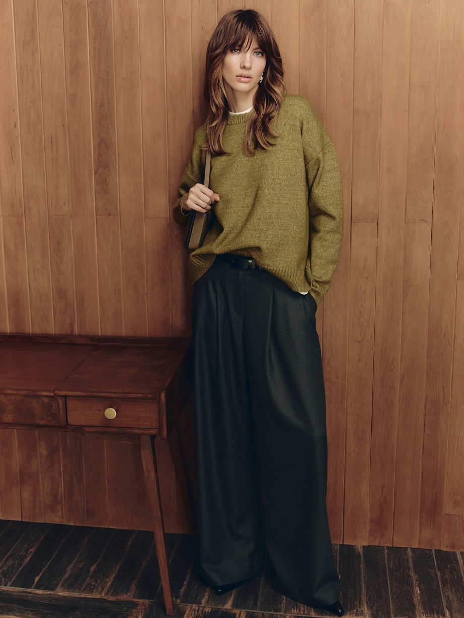 Прямые широкие брюки с высокой посадкой 