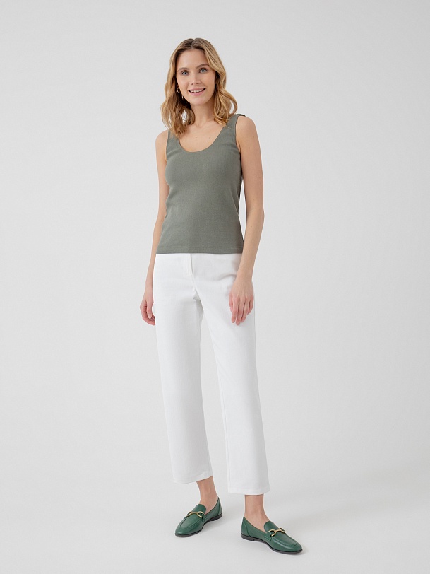 Майка-топ трикотажный цвета хаки