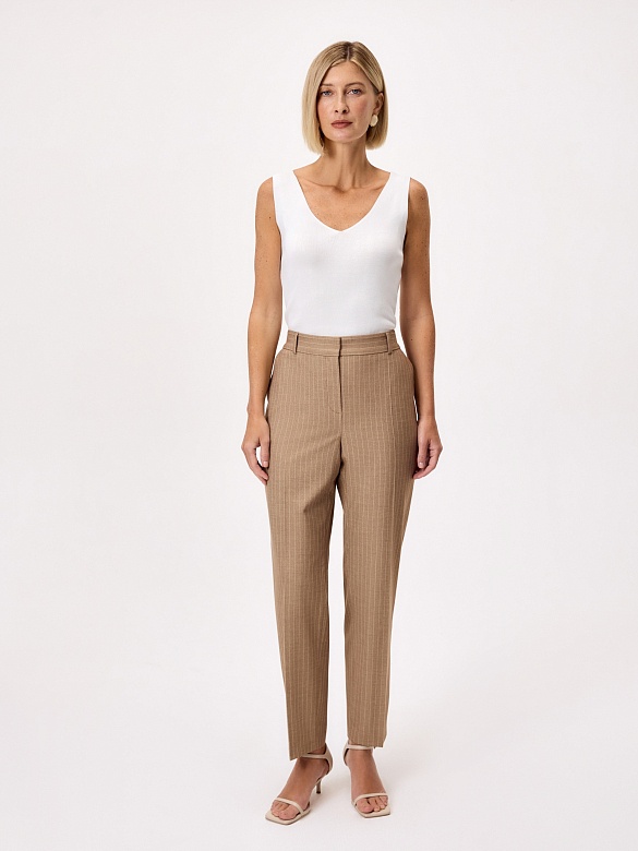 Укороченные зауженные брюки из костюмной ткани  POMPA арт.3110881gz0705