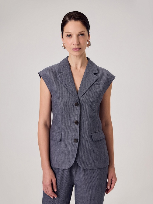 Приталенный жилет из премиального 100% льна