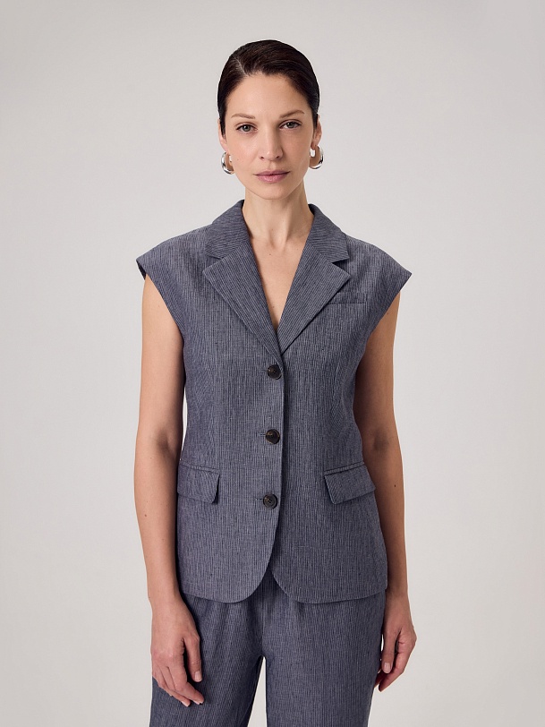 Приталенный жилет из премиального 100% льна