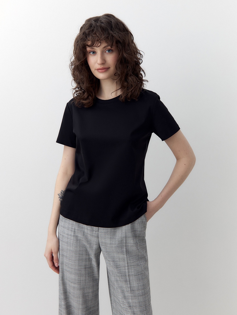 Прямая футболка из 100% мерсеризированного хлопока