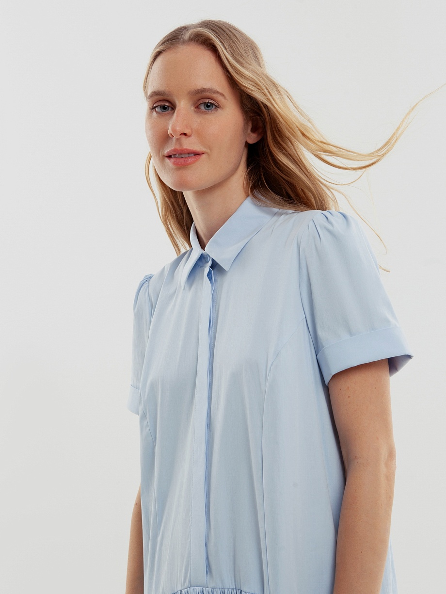 Хлопковое платье-рубашка с поясом