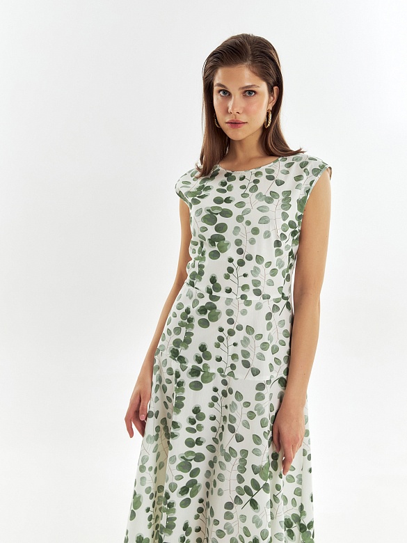 Летнее платье из хлопка с растительным принтом POMPA арт.4138240wg1190