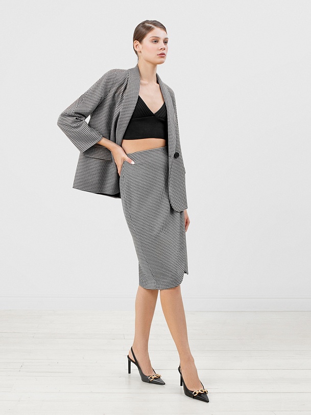 Юбка-карандаш в принте "пье-де-пуль"