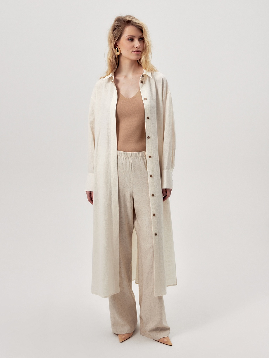 Платье-рубашка из натуральной ткани  