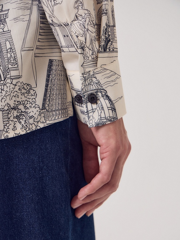 Блуза из 100% тенселя с петербургским принтом POMPA арт.3143230se0790