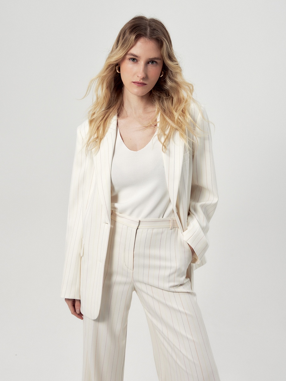 Прямые свободные брюки в полоску