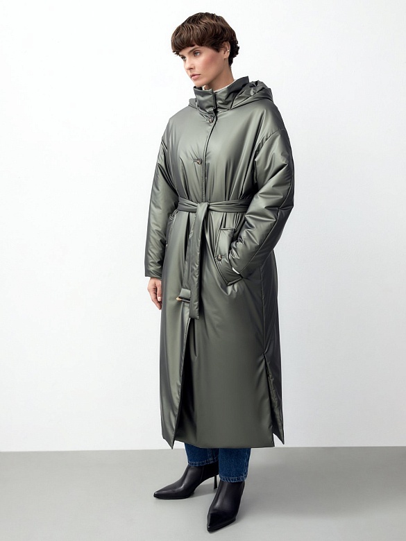 Пальто из непромокаемой плащёвой ткани с капюшоном POMPA арт.1015160i10041