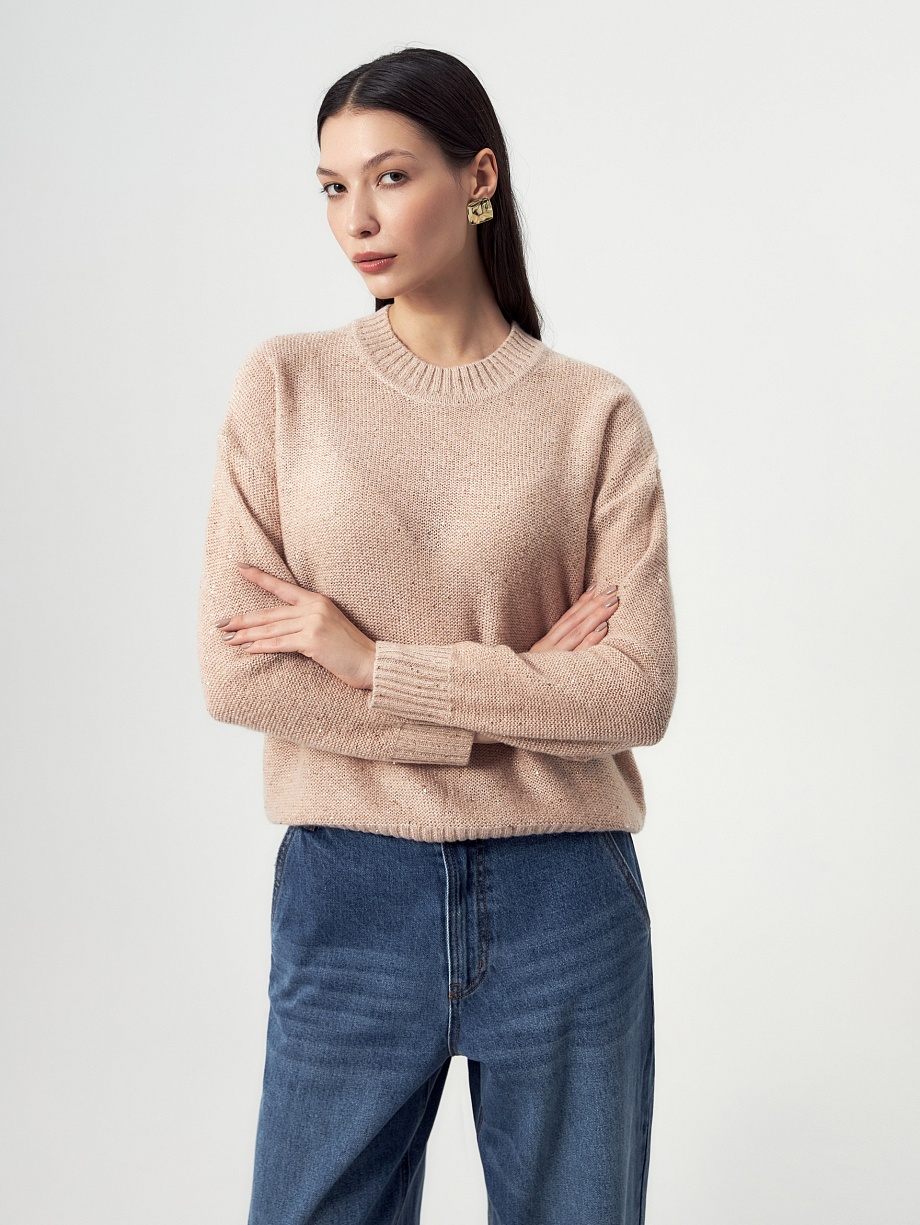 Джемпер из вязаного трикотажа с пайетками и люрексом