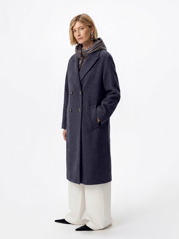 Шерстяное пальто с мембраной и утеплённой спинкой