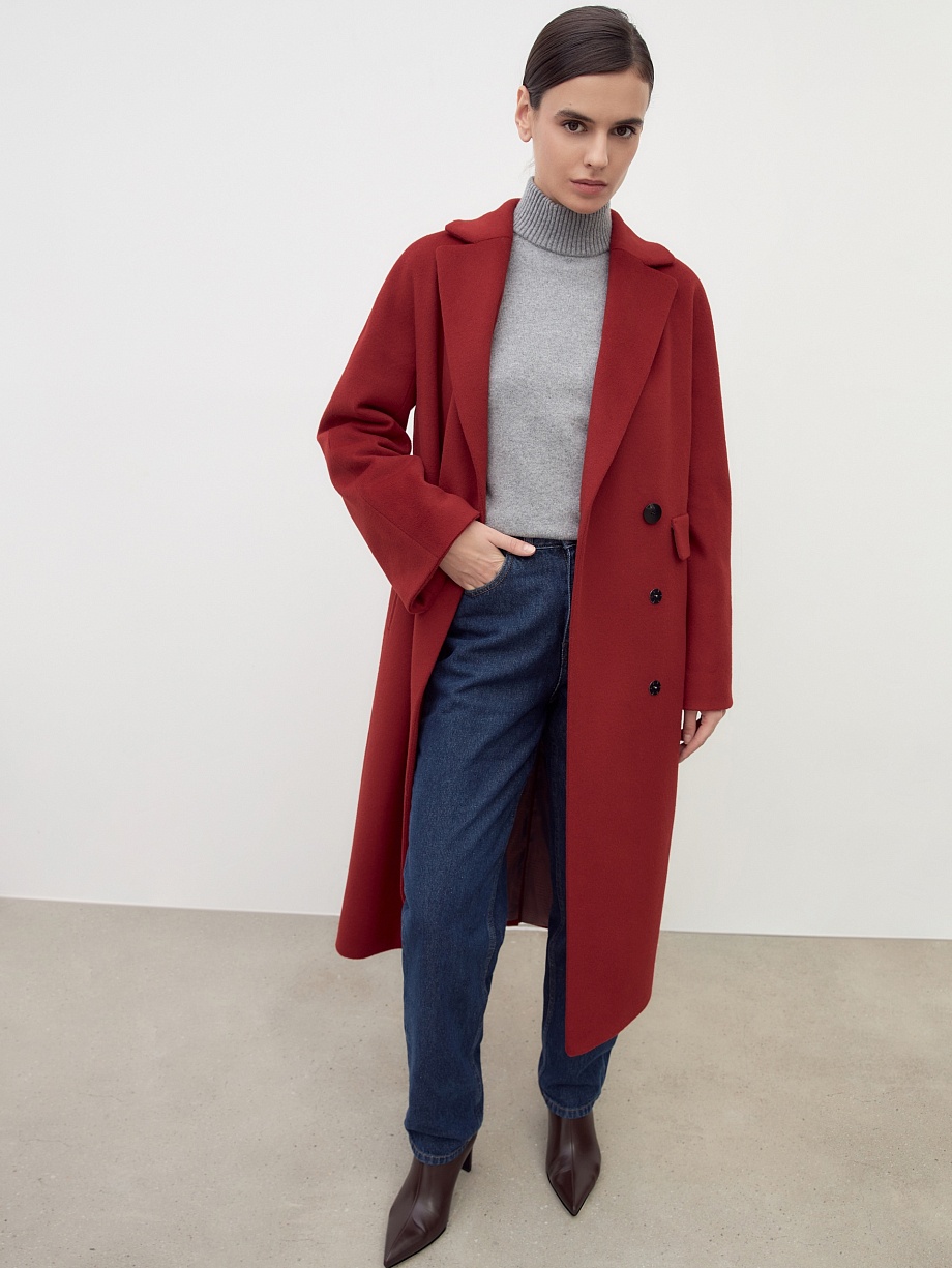 Шерстяное пальто с мембраной и утеплённой спинкой